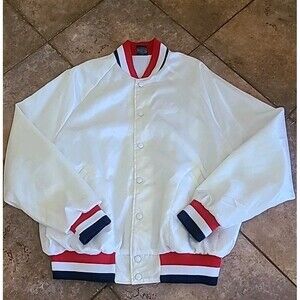 Vintage Aristo Jac Satin Jacket Mens Lrg 80s Style Baseball Snap Buttons
